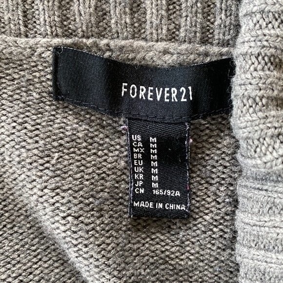 FOREVER 21 Open Front Shawl Ribbed Knit Cardigan High Low Long Sleeve Warm Cozy - Picture 5 of 11